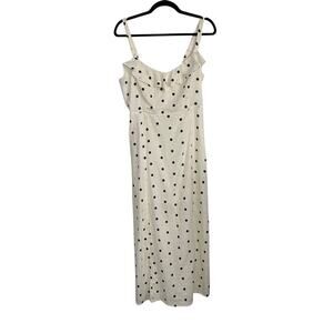 Old Navy Women’s Polka Dot Linen Blend Midi Sundress Smocked Back Size M NWT